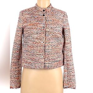 H&M Multicolor Woven Tweed Cropped Jacket Size 6